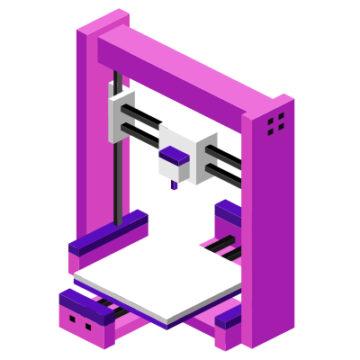 Ein 3D Drucker der Isometrisch angezeigt wird